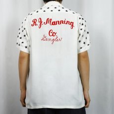 画像4: 60's King Louis "ALL STAR" チェーン刺繍 レーヨンボウリングシャツ M (4)
