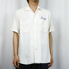 画像3: 60's 301 BETTER THAN PERFECT "BELL SYSTEM" チェーン刺繍 レーヨンボウリングシャツ M (3)