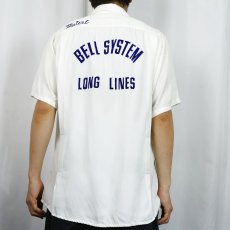 画像4: 60's 301 BETTER THAN PERFECT "BELL SYSTEM" チェーン刺繍 レーヨンボウリングシャツ M (4)