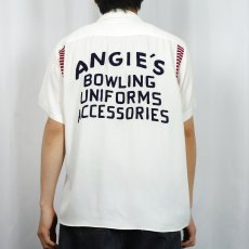 画像4: 50〜60's George London "ANGIE'S..." チェーン刺繍 レーヨンボウリングシャツ M (4)