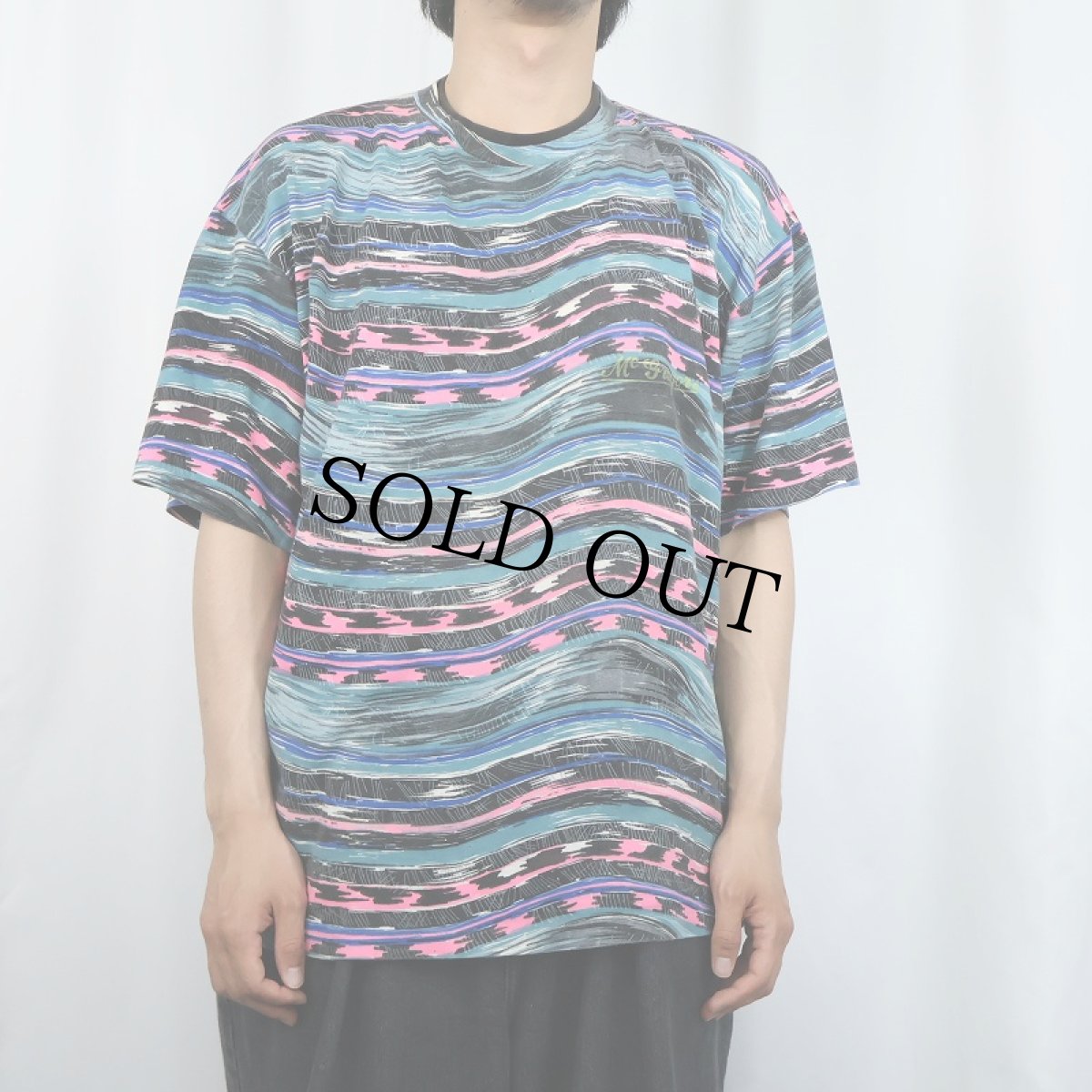 画像2: 80's McGREGOR マルチボーダー柄 プリントTシャツ (2)