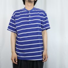 画像2: 80〜90's BONKERS USA製 ボーダー柄 ヘンリーネックTシャツ L (2)