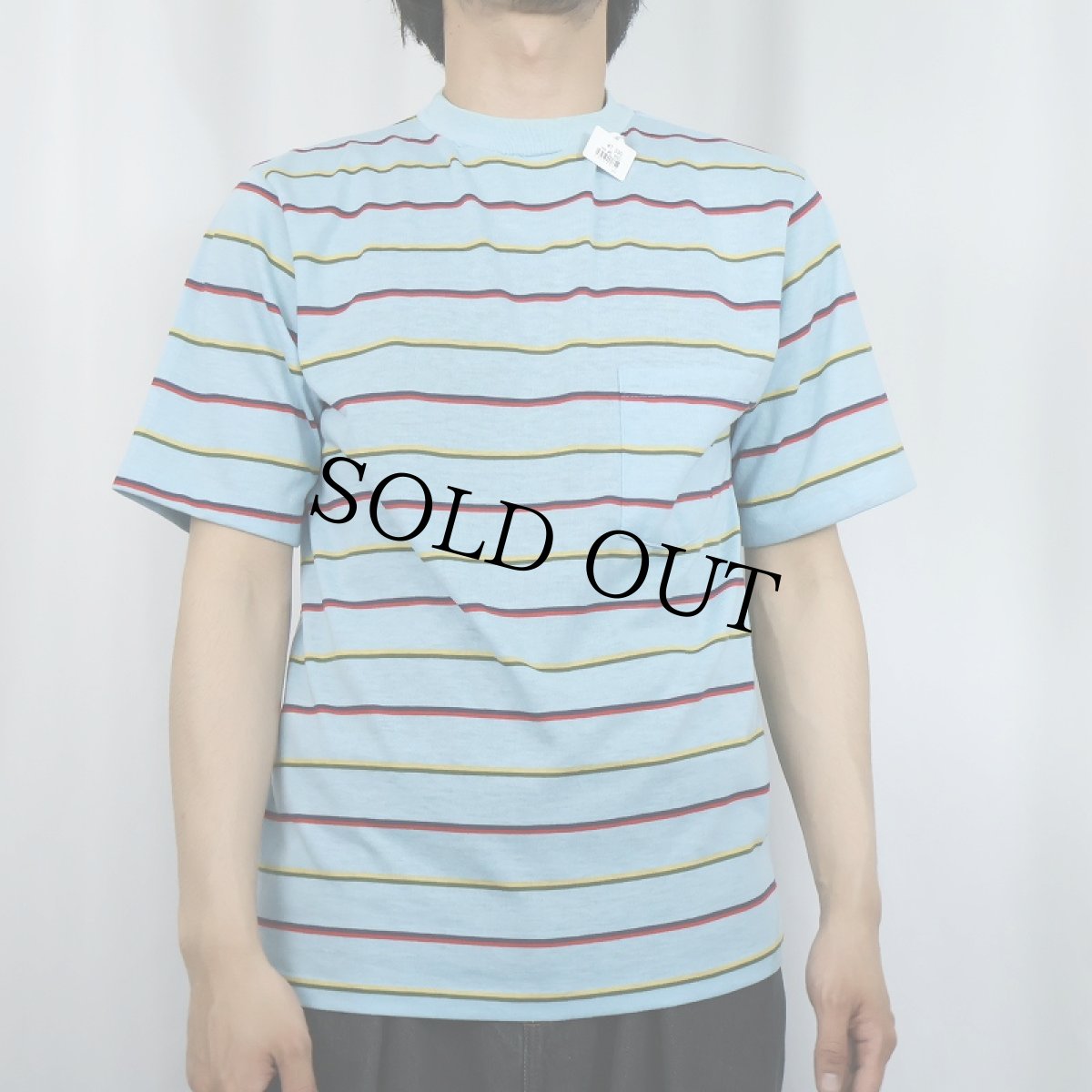 画像2: 70〜80's ボーダー柄 ポケットTシャツ (2)