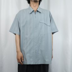 画像2: 2000's Patagonia チェック柄 ポリコットン ジップシャツ M (2)