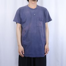 画像2: 80〜90's FRUIT OF THE LOOM USA製 無地 ポケットTシャツ NAVY XL (2)