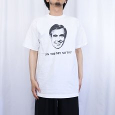 画像3: 90's Mister Rogers USA製 "CAN YOU SAY NIFTY?" 司会者プリントTシャツ L (3)