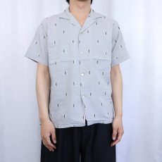 画像2: 60's Foreman & Clark カスリ柄 コットンオープンカラーシャツ M (2)