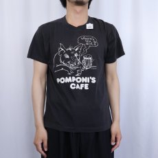画像3: 80's POMPONI'S CAFE USA製 "Where's the GirL?" イラストプリントTシャツ BLACK L (3)