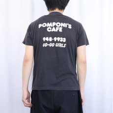 画像4: 80's POMPONI'S CAFE USA製 "Where's the GirL?" イラストプリントTシャツ BLACK L (4)