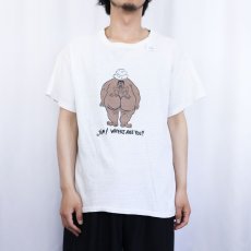 画像2: 90's "JIM! WHERE ARE YOU?" シュールイラストプリントTシャツ (2)
