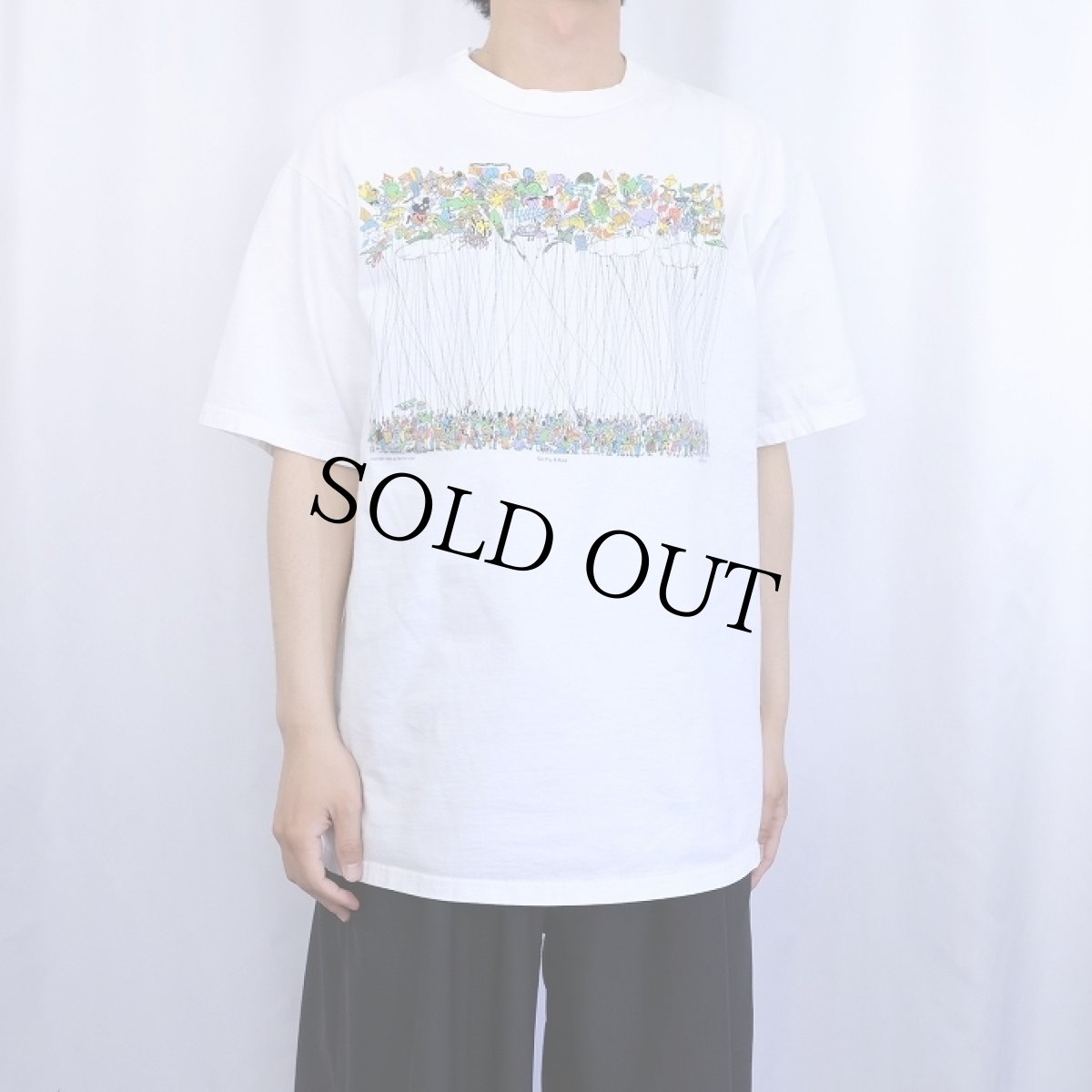 画像2: 90's Go Fly a Kite USA製 イラストプリントTシャツ L (2)