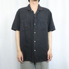 画像2: J.CREW リネンオープンカラーシャツ BLACK L (2)