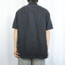 画像3: J.CREW リネンオープンカラーシャツ BLACK L (3)