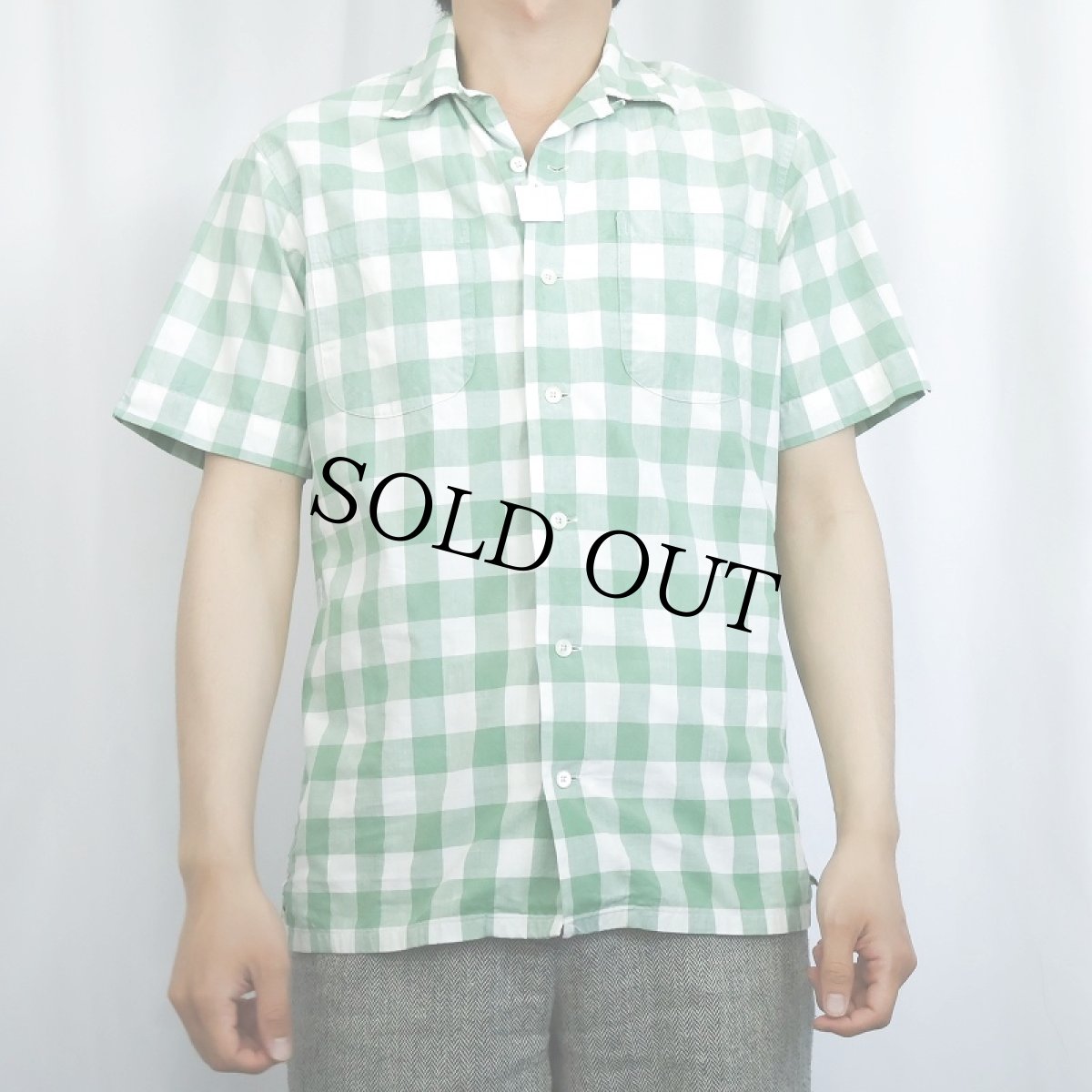 画像2: POLO Ralph Lauren ブロックチェック柄 コットンオープンカラーシャツ S (2)