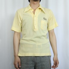 画像3: 70's King Louie "CAROL ANN APTS." チェーン刺繍 ニットポロシャツ M (3)
