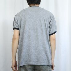 画像3: 70's Walt Disney MICKEY MOUSE USA製 白靴ミッキー キャラクタープリント リンガーTシャツ XL (3)