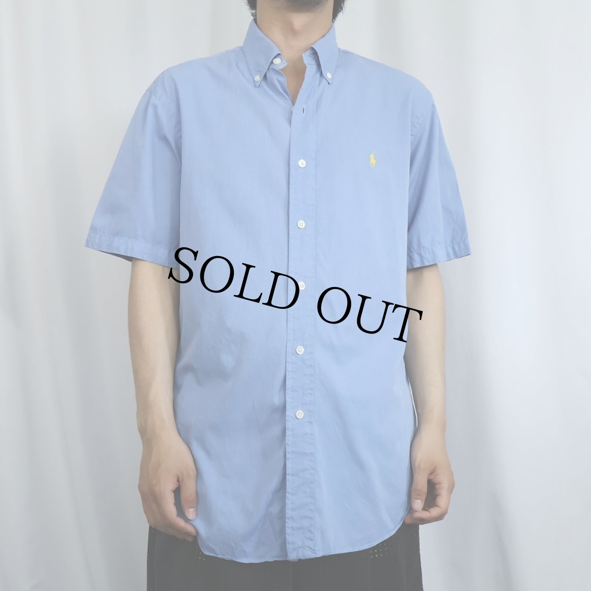 画像2: Ralph Lauren "CUSTOM FIT" シルクコットン ボタンダウンシャツ M (2)