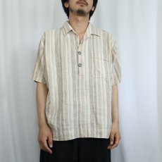 画像2: 60's〜 ストライプ柄 リネンパジャマシャツ (2)