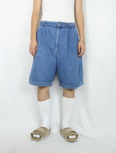 画像2: 80〜90's AMBITIONS USA製 2タックデニムショーツ W33 (2)