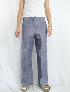 画像2: 50〜60's FRENCH MILITARY リネンセーラーパンツ "ワンウォッシュ" DEADSTOCK 【W32 L28】 (2)