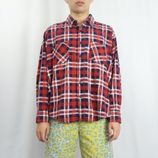 画像2: 80's Dickies チェック柄 プリントネルシャツ XL (2)