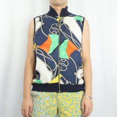 画像2: 90's〜 LAUREN RALPH LAUREN スカーフ柄 シルクベスト XL (2)