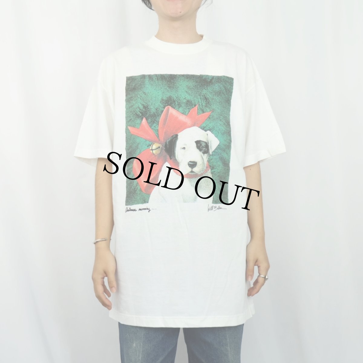画像2: 2000's Will Bullas "Christmas morning" アートプリントTシャツ タグ付き未使用 L (2)