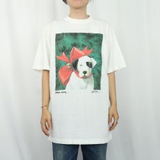 画像2: 2000's Will Bullas "Christmas morning" アートプリントTシャツ タグ付き未使用 L (2)