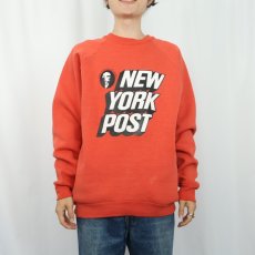 画像3: 90's NEW YORK POST USA製 タブロイド紙 ロゴプリント ラグランスウェット XL (3)