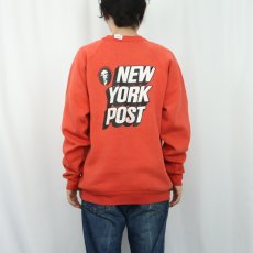画像4: 90's NEW YORK POST USA製 タブロイド紙 ロゴプリント ラグランスウェット XL (4)