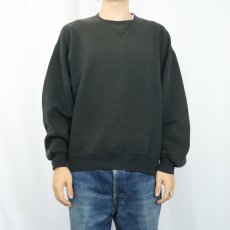 画像2: 90's〜 RUSSELL ATHLETIC USA製 前V 無地スウェット BLACK L (2)