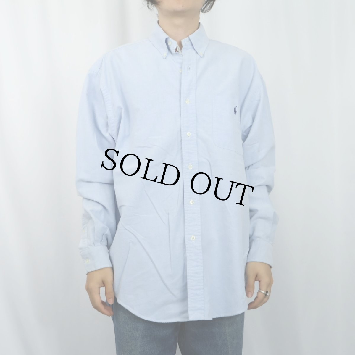 画像2: POLO Ralph Lauren "BIG SHIRT" ロゴ刺繍 コットンボタンダウンシャツ M (2)