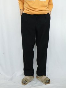 画像2: 〜50's 柄織 2タック ウールスラックス BLACK W35 (2)