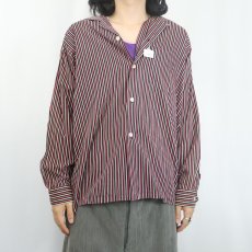 画像2: 50〜60's MIAMIAN Sportswear by AETNA ストライプ柄 コットンオープンカラーシャツ M (2)