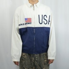 画像2: 90's POLO SPORT Ralph Lauren "USA" チンスト付き コットンスイングトップ L (2)