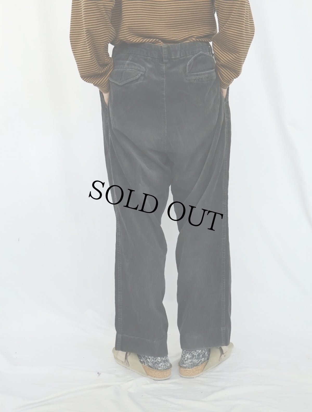 画像3: BANANA REPUBLIC 2タックコーデュロイパンツ BLACK W35 (3)