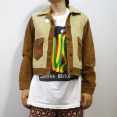 画像3: RRL Ralph Lauren シンチバック付き スエードレザー×ボア トラッカージャケット SIZE3 (3)