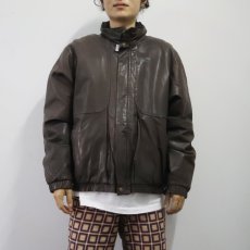 画像2: 80's Eddie Bauer レザーダウンジャケット BROWN L (2)