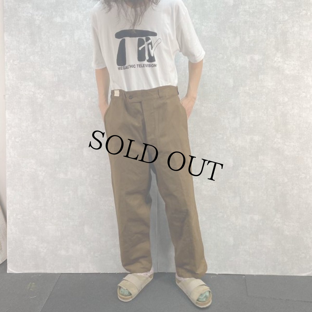 画像2: 40〜50's SNCF フランス国鉄 針刺しシンチ ダックワークパンツ DEADSTOCK (2)