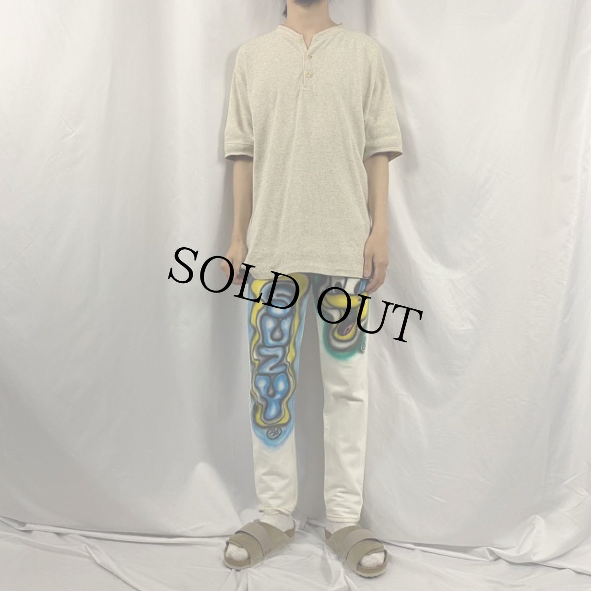 画像2: GUESS USA製 "ロードランナー" ハンドペイントデニムパンツ W28 (2)