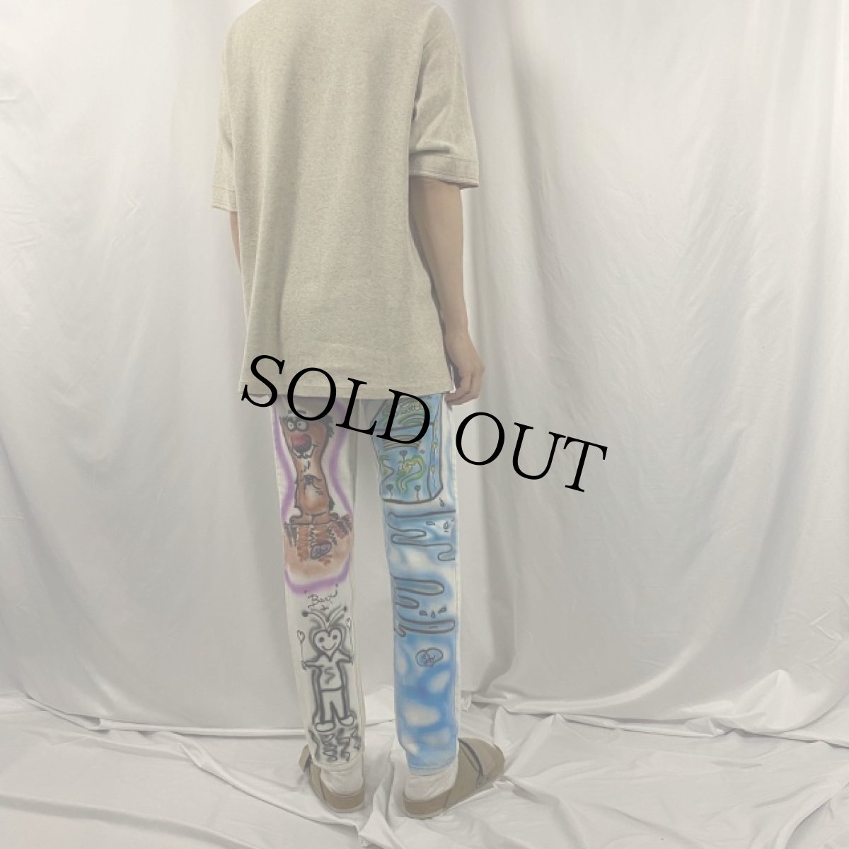 画像4: GUESS USA製 "ロードランナー" ハンドペイントデニムパンツ W28 (4)