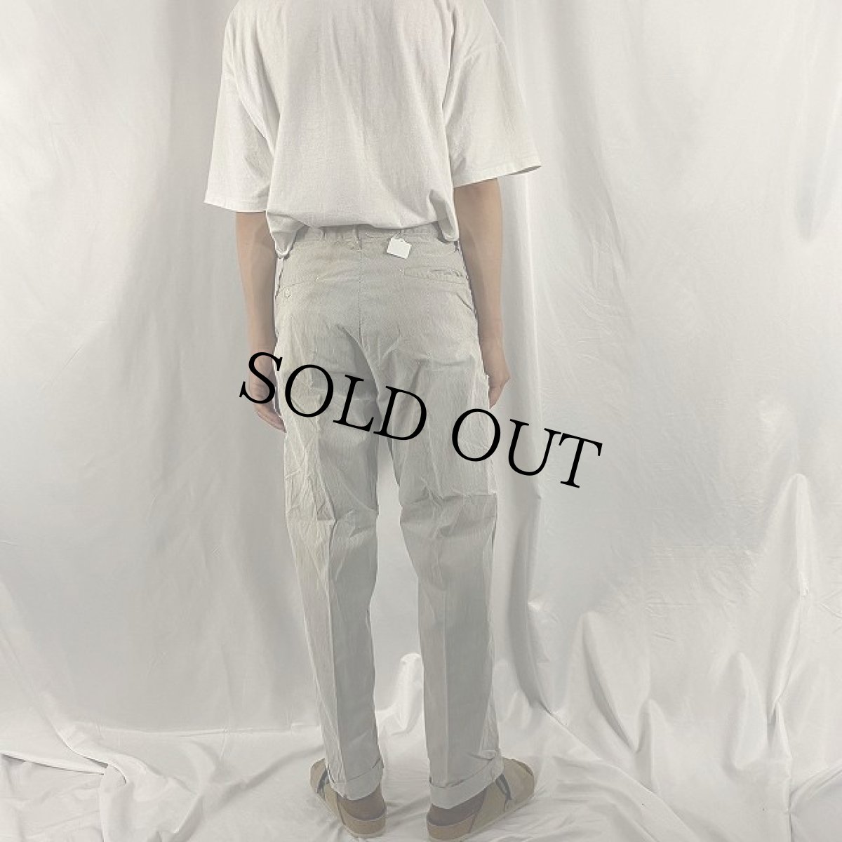 画像4: 40's DUBBLE WARE ストライプ柄 コットンスラックス W32 (4)