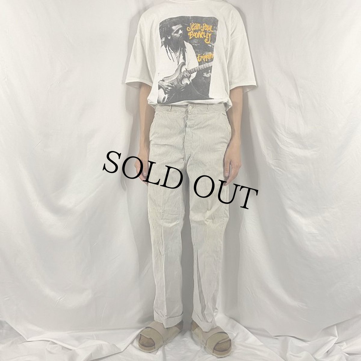 画像2: 40's DUBBLE WARE ストライプ柄 コットンスラックス W32 (2)