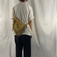 画像2: JOS BINNE ハンドメイド 彫り×ペイント ディアスキン巾着バッグ (2)