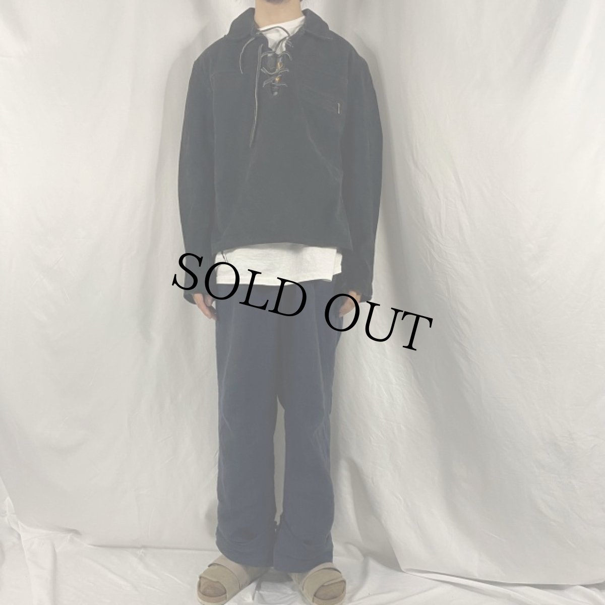 画像2: 60's〜 ヌバックレザー レースアップ プルオーバージャケット (2)