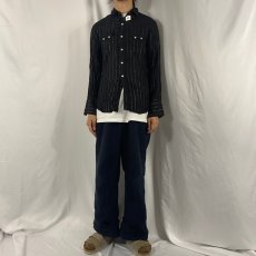 画像2: 50〜60's MILLER ストライプ柄×柄織り レーヨンウエスタンシャツ BLACK (2)