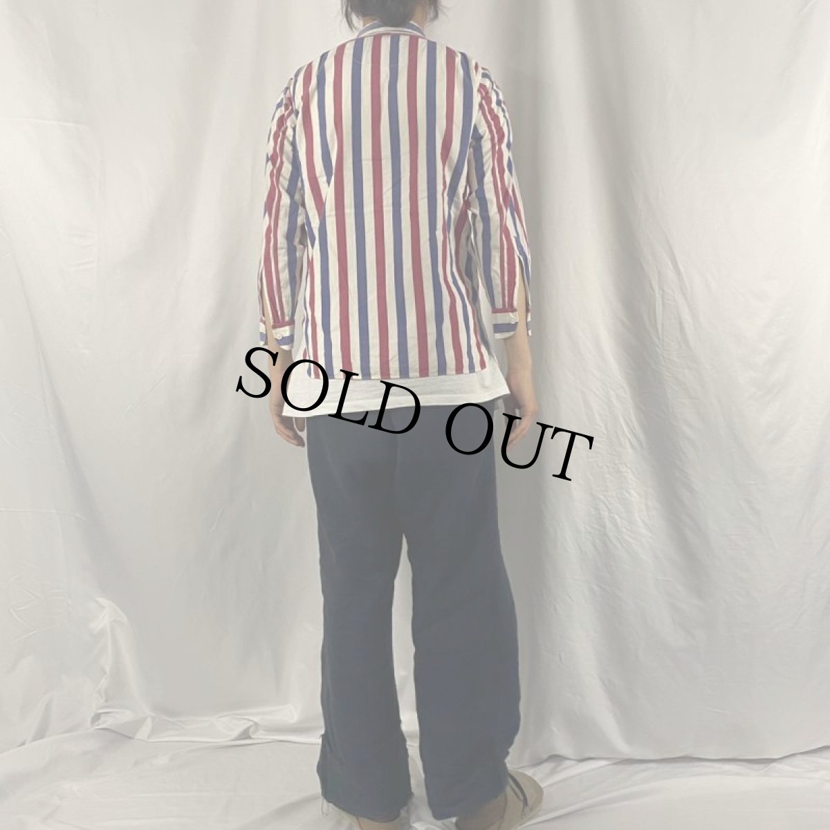 画像4: 30〜40's Huck Finn ストライプ柄 コットンブロードシャツ 131/2 (4)