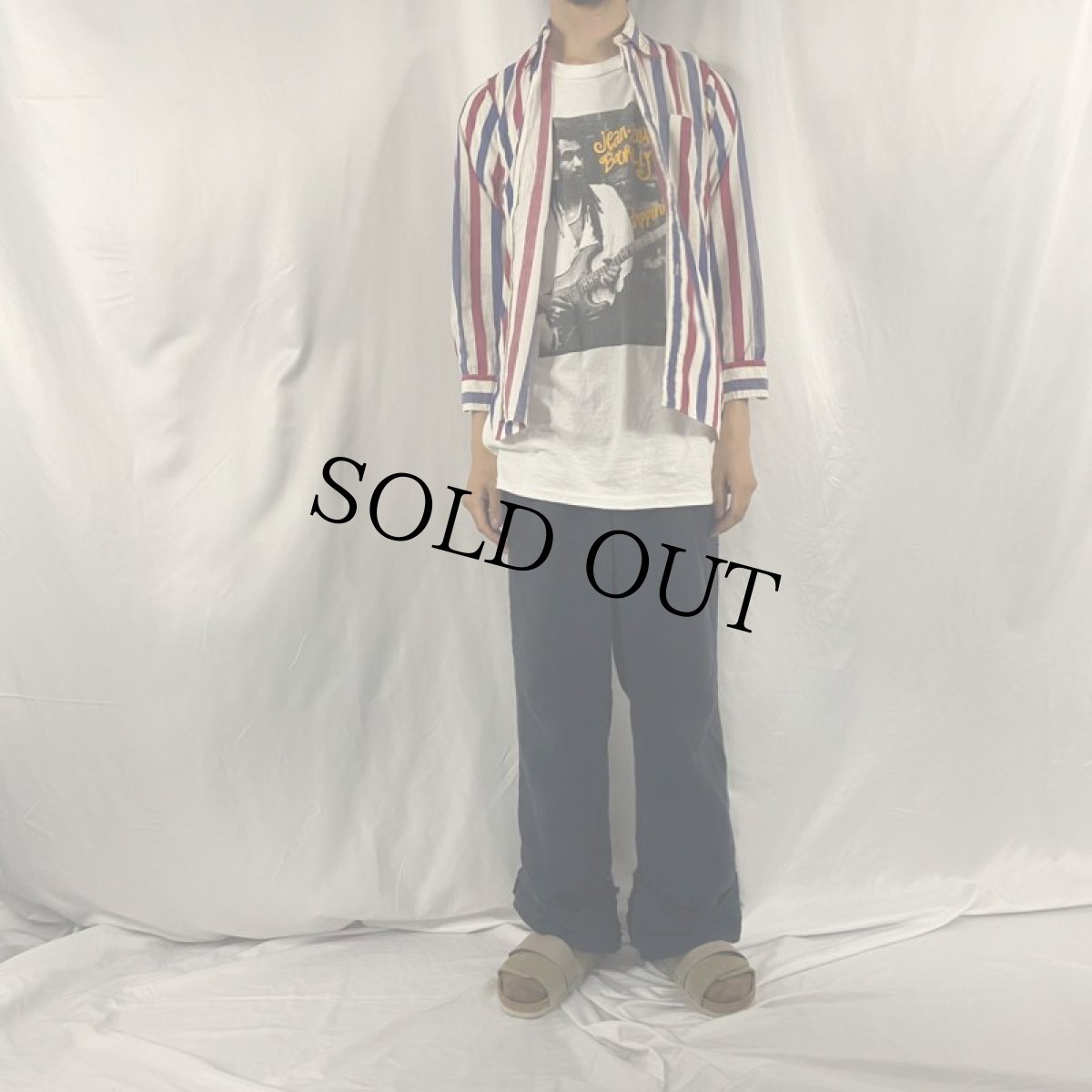 画像2: 30〜40's Huck Finn ストライプ柄 コットンブロードシャツ 131/2 (2)