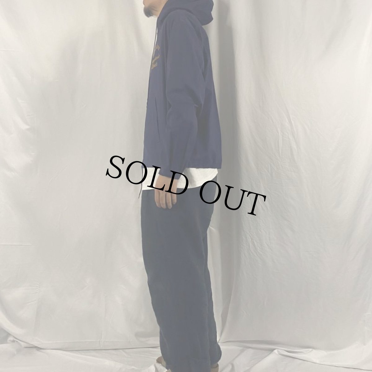 画像3: 60's Champion C中三角タグ "Yankton" フロッキープリント コットンフードジャケット L (3)