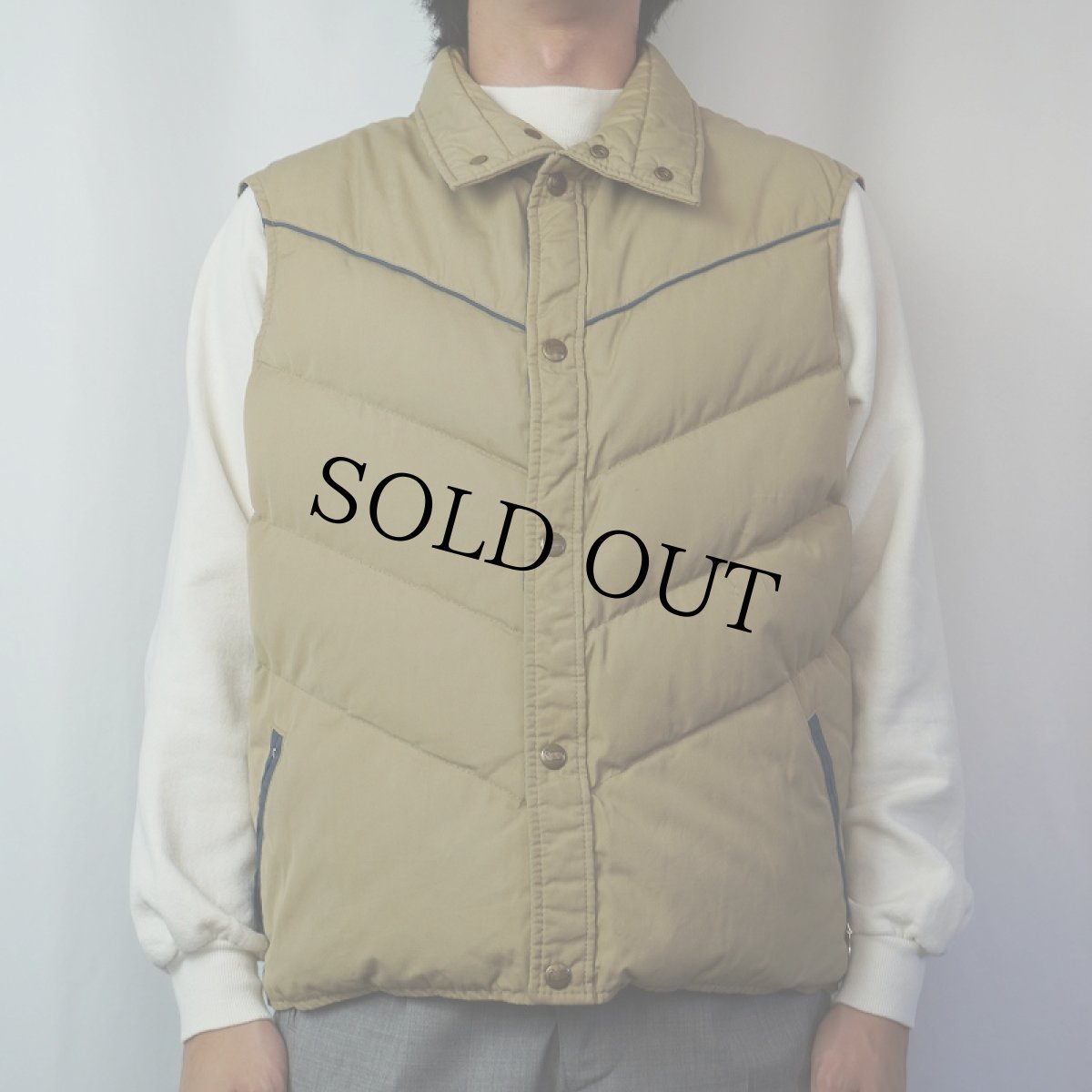 画像2: 80's Woolrich USA製 ポリエステル×コットン ダウンベスト L (2)